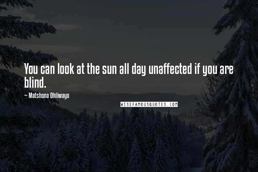 Matshona Dhliwayo Quotes: You can look at the sun all day unaffected if you are blind.