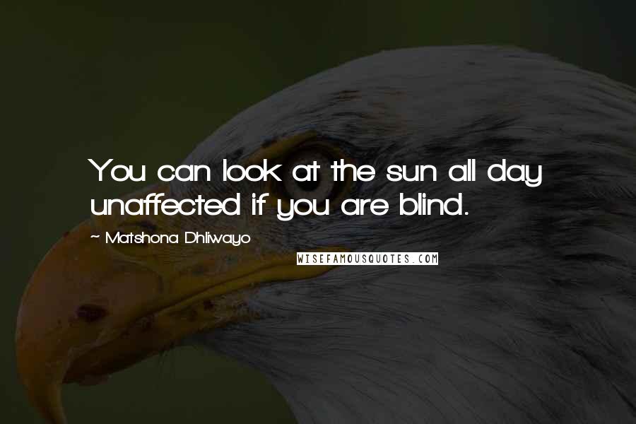 Matshona Dhliwayo Quotes: You can look at the sun all day unaffected if you are blind.