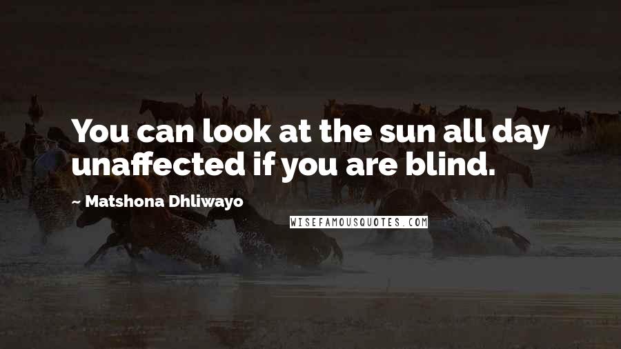 Matshona Dhliwayo Quotes: You can look at the sun all day unaffected if you are blind.