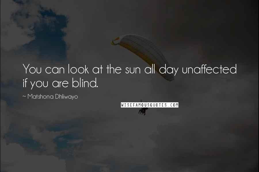 Matshona Dhliwayo Quotes: You can look at the sun all day unaffected if you are blind.