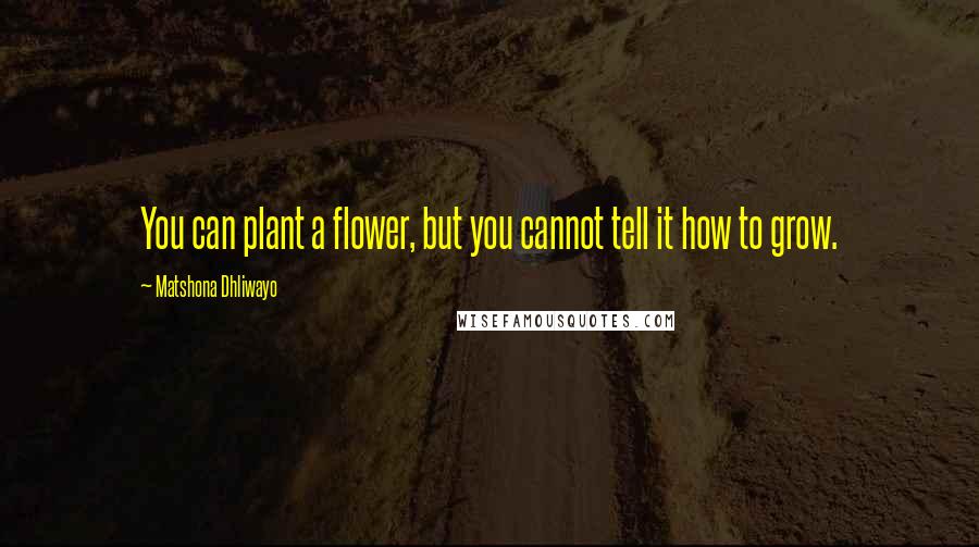 Matshona Dhliwayo Quotes: You can plant a flower, but you cannot tell it how to grow.