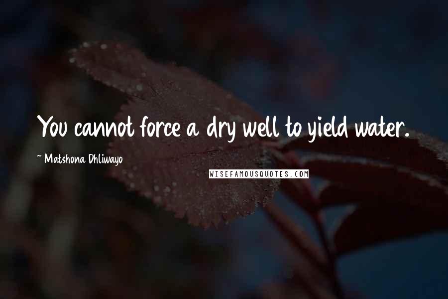 Matshona Dhliwayo Quotes: You cannot force a dry well to yield water.