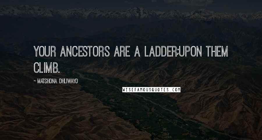 Matshona Dhliwayo Quotes: Your ancestors are a ladder;upon them climb.