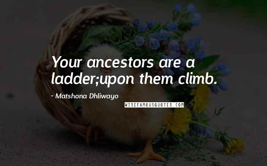 Matshona Dhliwayo Quotes: Your ancestors are a ladder;upon them climb.