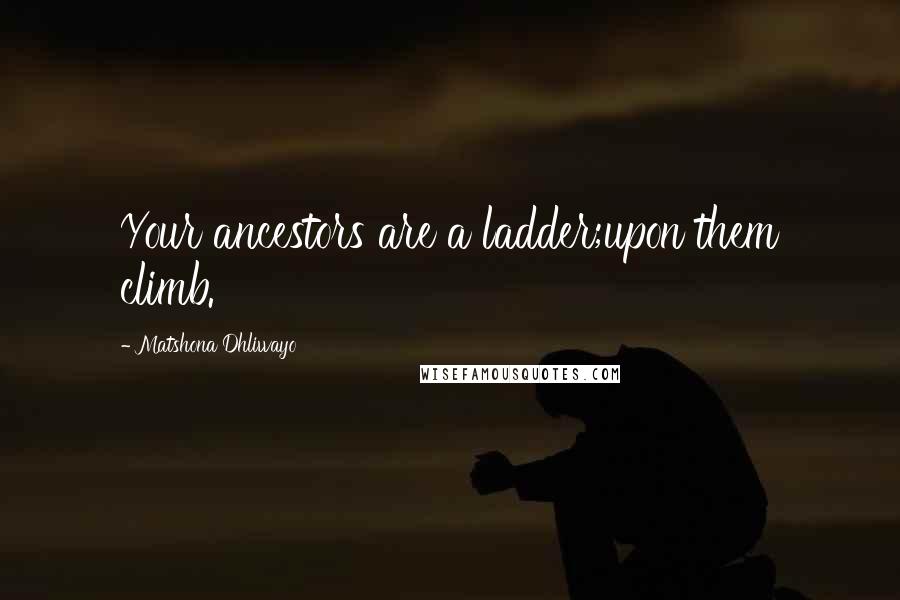 Matshona Dhliwayo Quotes: Your ancestors are a ladder;upon them climb.