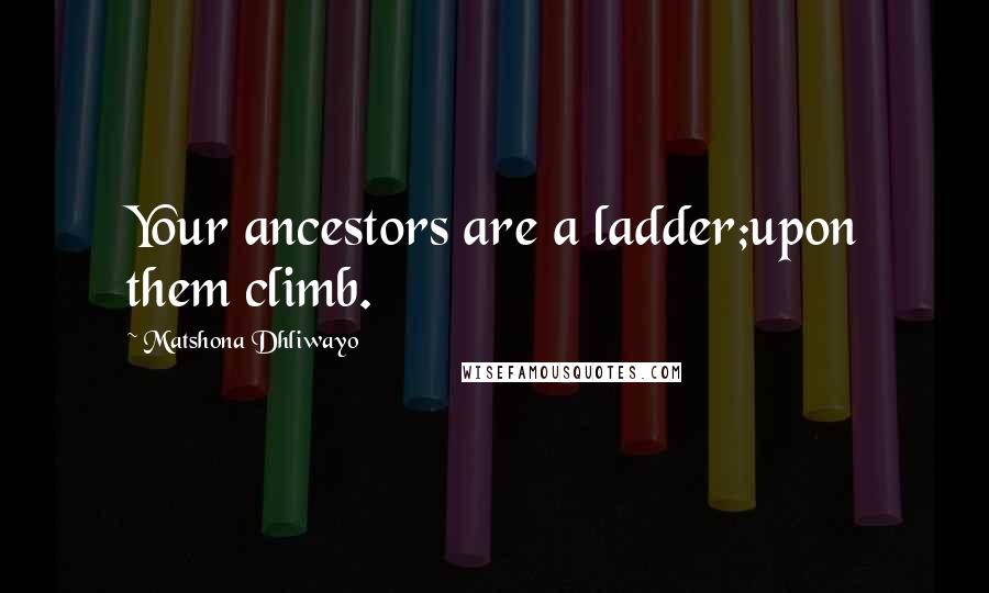 Matshona Dhliwayo Quotes: Your ancestors are a ladder;upon them climb.