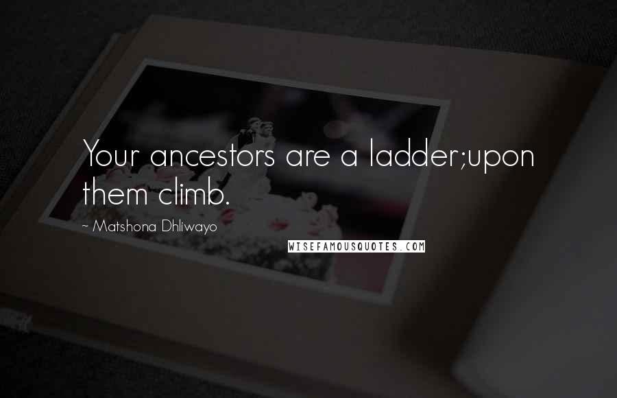 Matshona Dhliwayo Quotes: Your ancestors are a ladder;upon them climb.