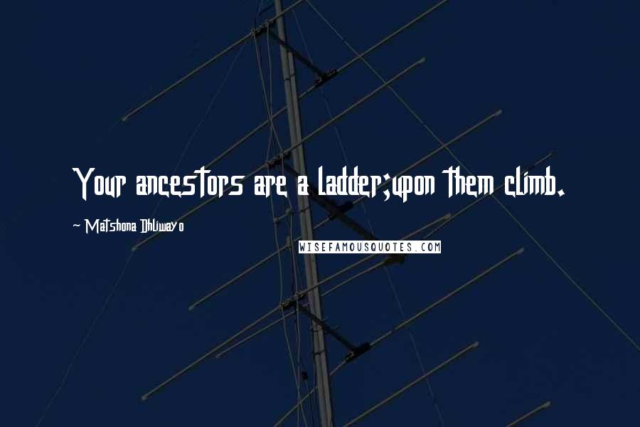 Matshona Dhliwayo Quotes: Your ancestors are a ladder;upon them climb.