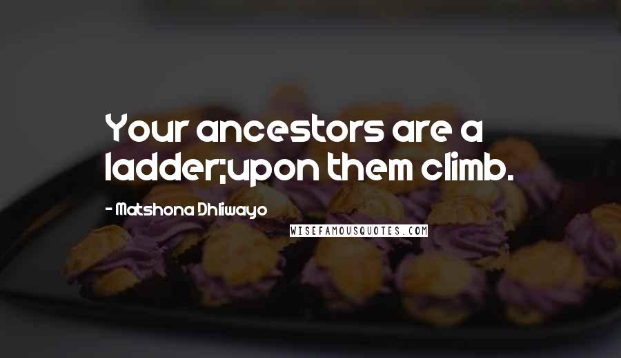 Matshona Dhliwayo Quotes: Your ancestors are a ladder;upon them climb.