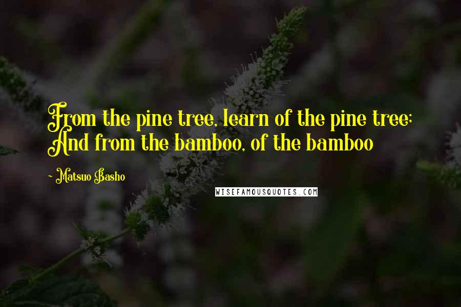 Matsuo Basho Quotes: From the pine tree, learn of the pine tree; And from the bamboo, of the bamboo
