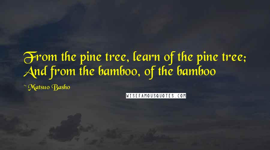 Matsuo Basho Quotes: From the pine tree, learn of the pine tree; And from the bamboo, of the bamboo