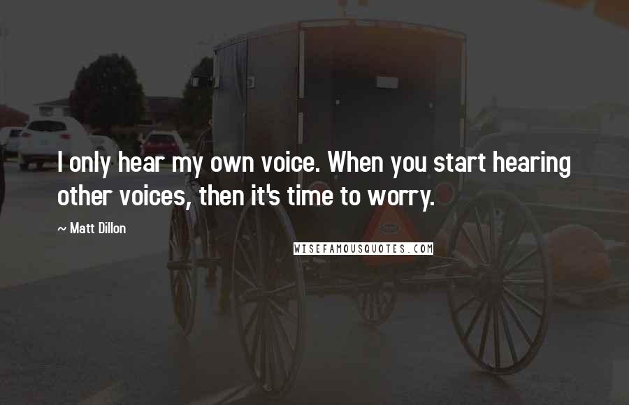 Matt Dillon Quotes: I only hear my own voice. When you start hearing other voices, then it's time to worry.