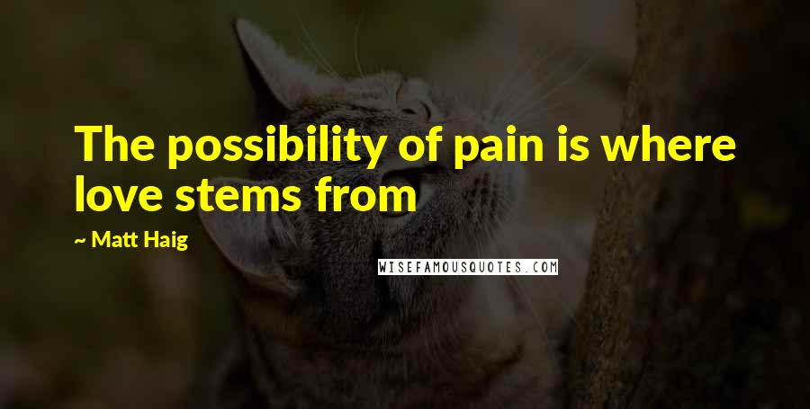 Matt Haig Quotes: The possibility of pain is where love stems from