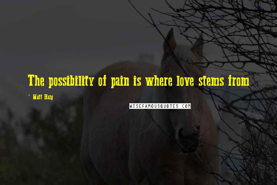 Matt Haig Quotes: The possibility of pain is where love stems from