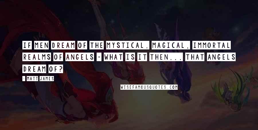 Matt James Quotes: If men dream of the mystical. magical, immortal realms of angels ~ What is it then... That angels dream of?