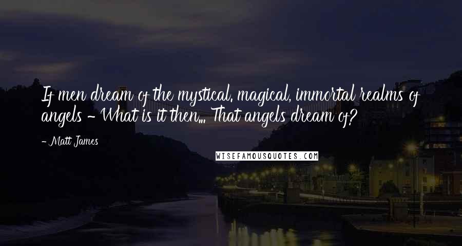 Matt James Quotes: If men dream of the mystical. magical, immortal realms of angels ~ What is it then... That angels dream of?