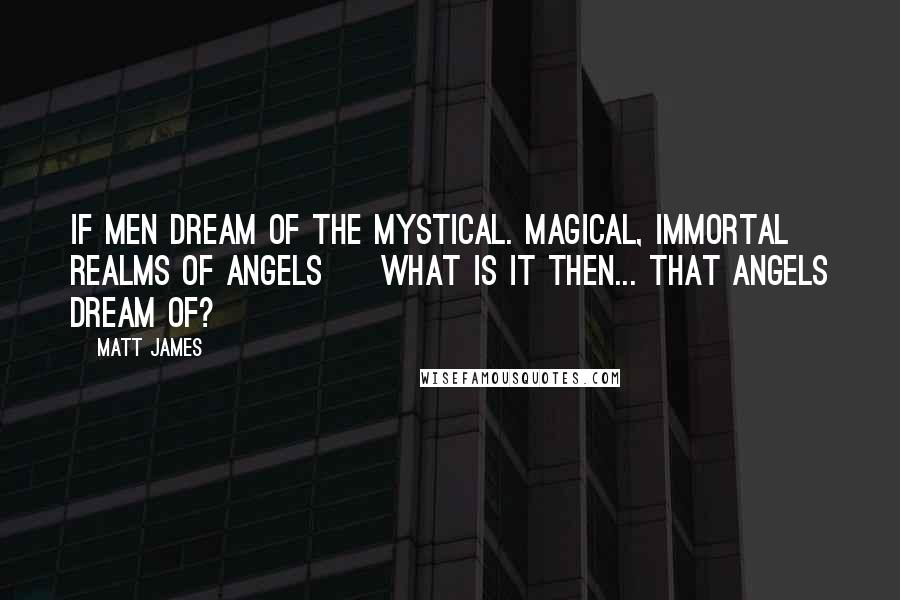 Matt James Quotes: If men dream of the mystical. magical, immortal realms of angels ~ What is it then... That angels dream of?