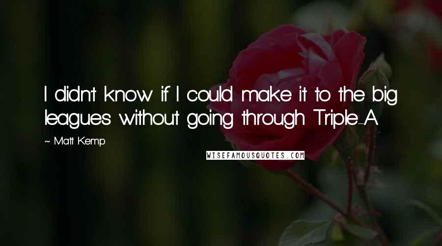 Matt Kemp Quotes: I didn't know if I could make it to the big leagues without going through Triple-A.