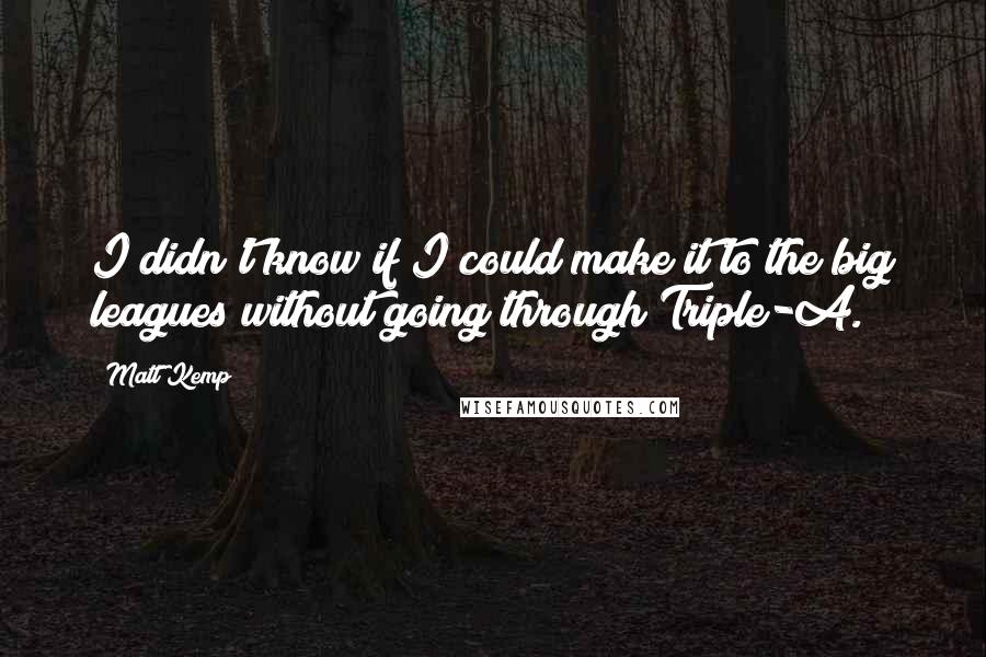 Matt Kemp Quotes: I didn't know if I could make it to the big leagues without going through Triple-A.