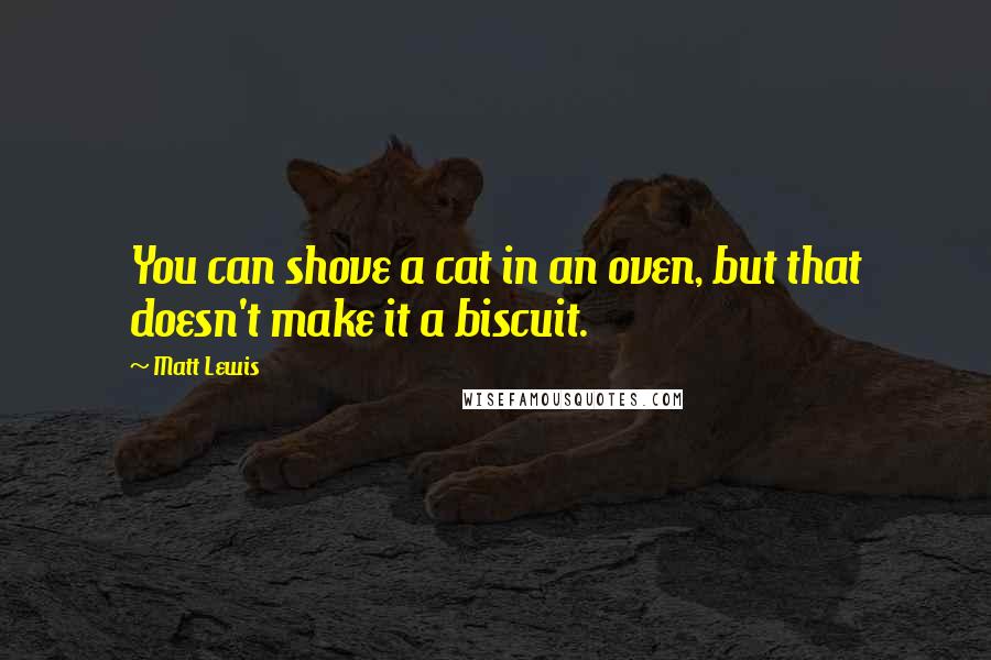 Matt Lewis Quotes: You can shove a cat in an oven, but that doesn't make it a biscuit.