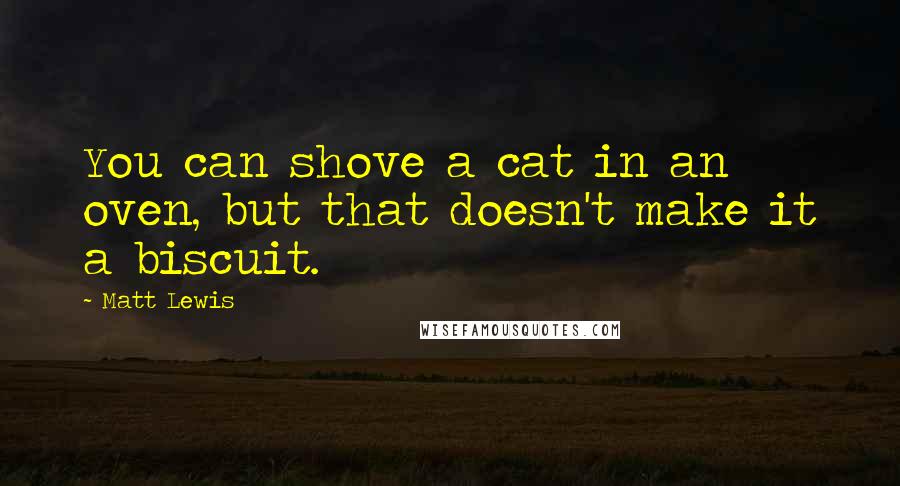 Matt Lewis Quotes: You can shove a cat in an oven, but that doesn't make it a biscuit.