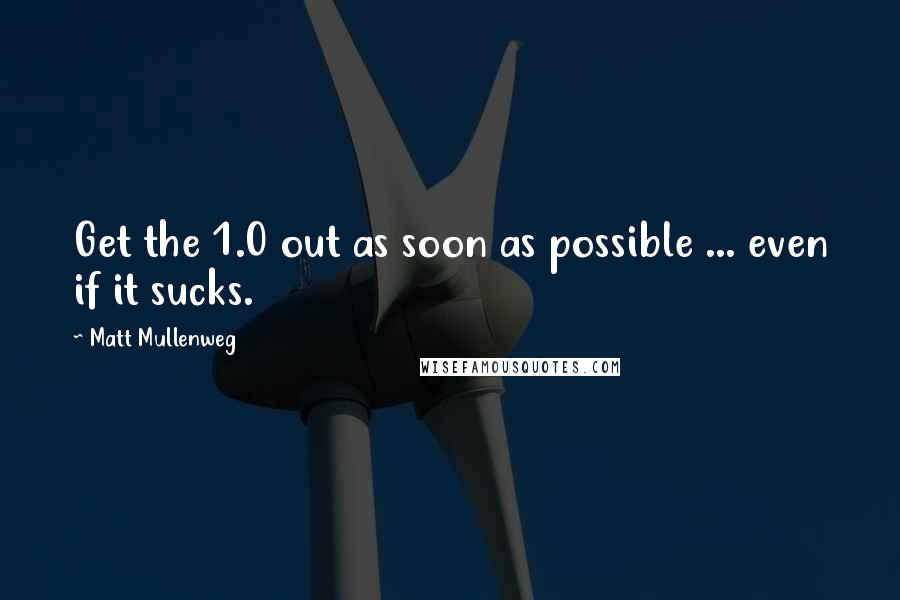 Matt Mullenweg Quotes: Get the 1.0 out as soon as possible ... even if it sucks.