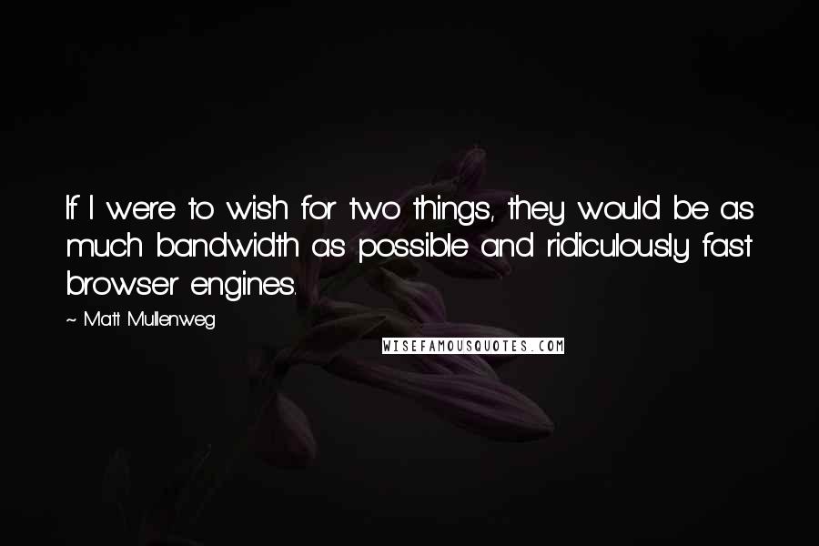 Matt Mullenweg Quotes: If I were to wish for two things, they would be as much bandwidth as possible and ridiculously fast browser engines.