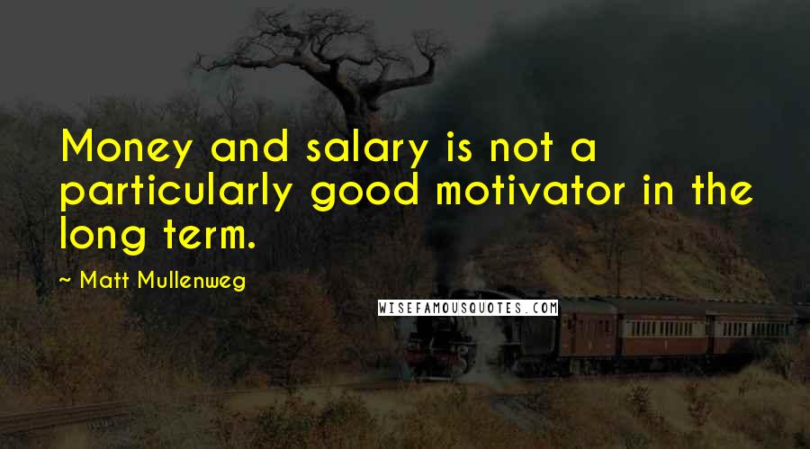 Matt Mullenweg Quotes: Money and salary is not a particularly good motivator in the long term.