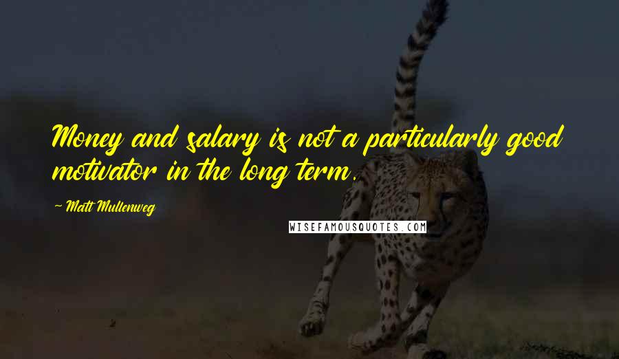 Matt Mullenweg Quotes: Money and salary is not a particularly good motivator in the long term.