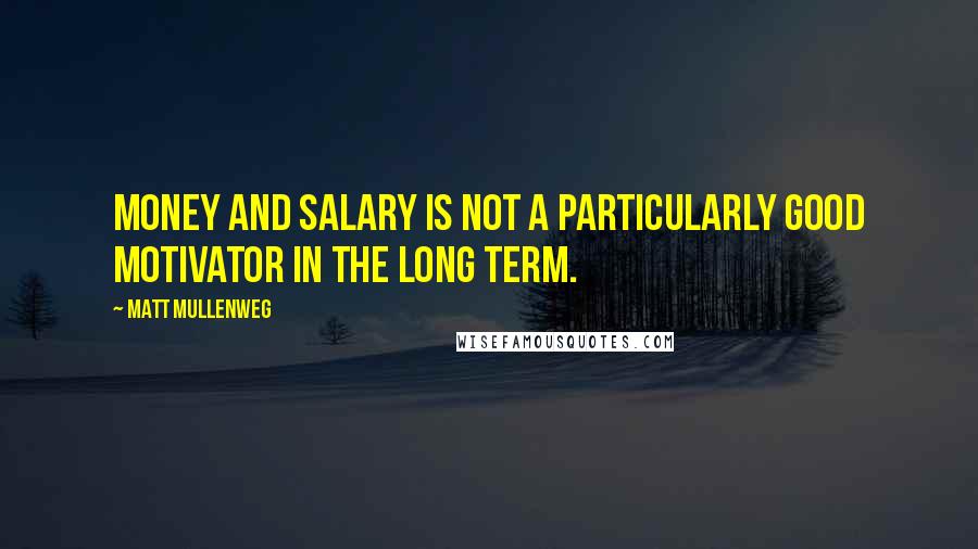 Matt Mullenweg Quotes: Money and salary is not a particularly good motivator in the long term.