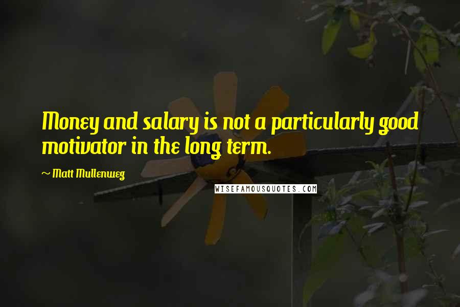 Matt Mullenweg Quotes: Money and salary is not a particularly good motivator in the long term.