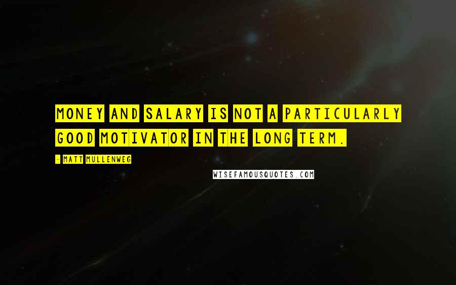 Matt Mullenweg Quotes: Money and salary is not a particularly good motivator in the long term.