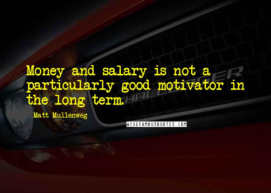 Matt Mullenweg Quotes: Money and salary is not a particularly good motivator in the long term.