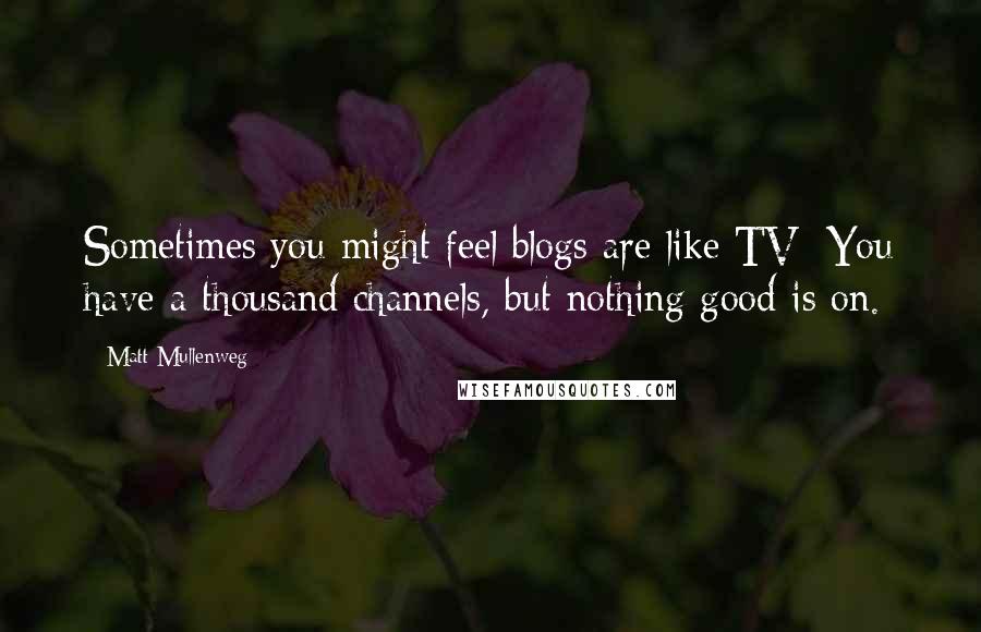 Matt Mullenweg Quotes: Sometimes you might feel blogs are like TV: You have a thousand channels, but nothing good is on.