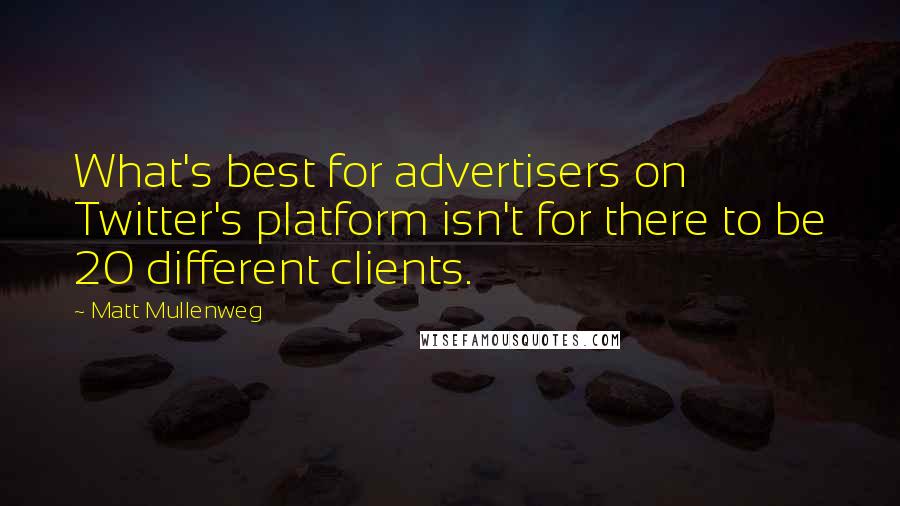 Matt Mullenweg Quotes: What's best for advertisers on Twitter's platform isn't for there to be 20 different clients.