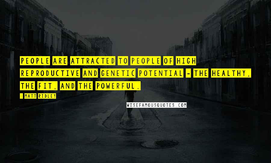 Matt Ridley Quotes: People are attracted to people of high reproductive and genetic potential - the healthy, the fit, and the powerful.