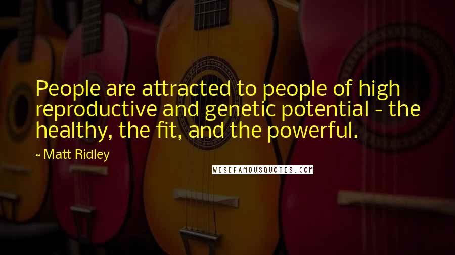 Matt Ridley Quotes: People are attracted to people of high reproductive and genetic potential - the healthy, the fit, and the powerful.