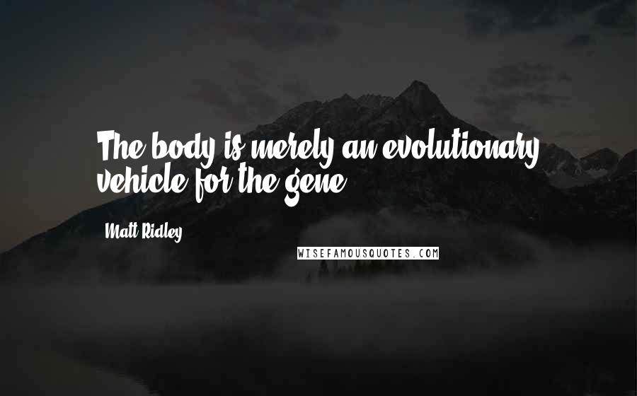 Matt Ridley Quotes: The body is merely an evolutionary vehicle for the gene