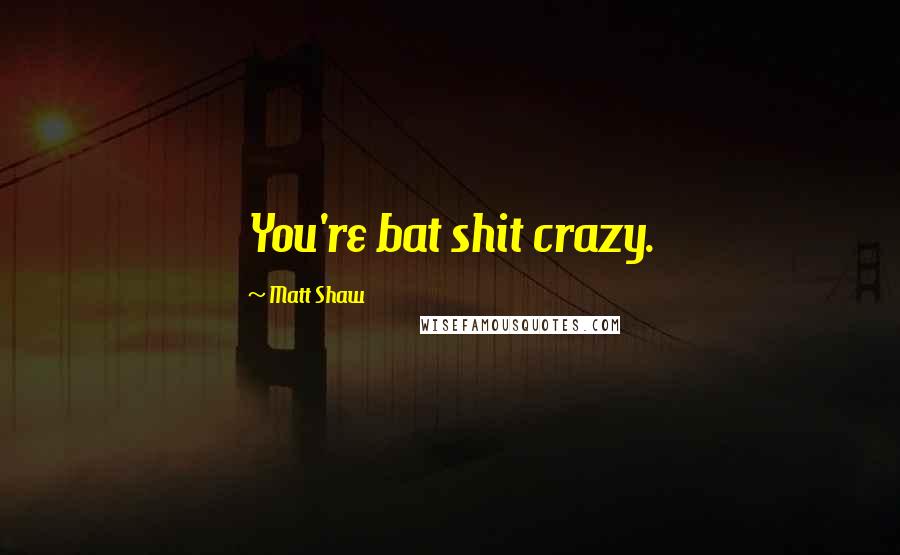 Matt Shaw Quotes: You're bat shit crazy.