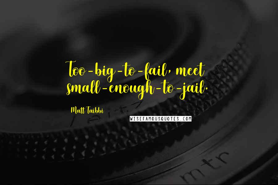 Matt Taibbi Quotes: Too-big-to-fail, meet small-enough-to-jail.