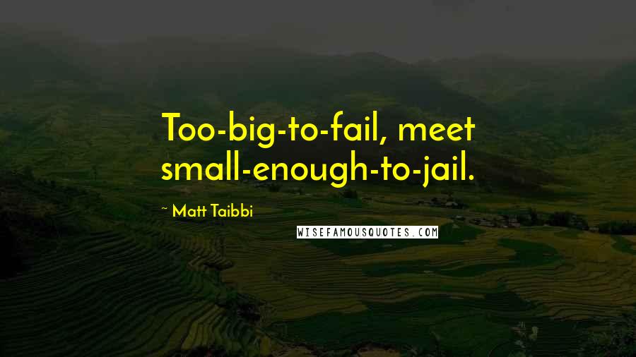 Matt Taibbi Quotes: Too-big-to-fail, meet small-enough-to-jail.