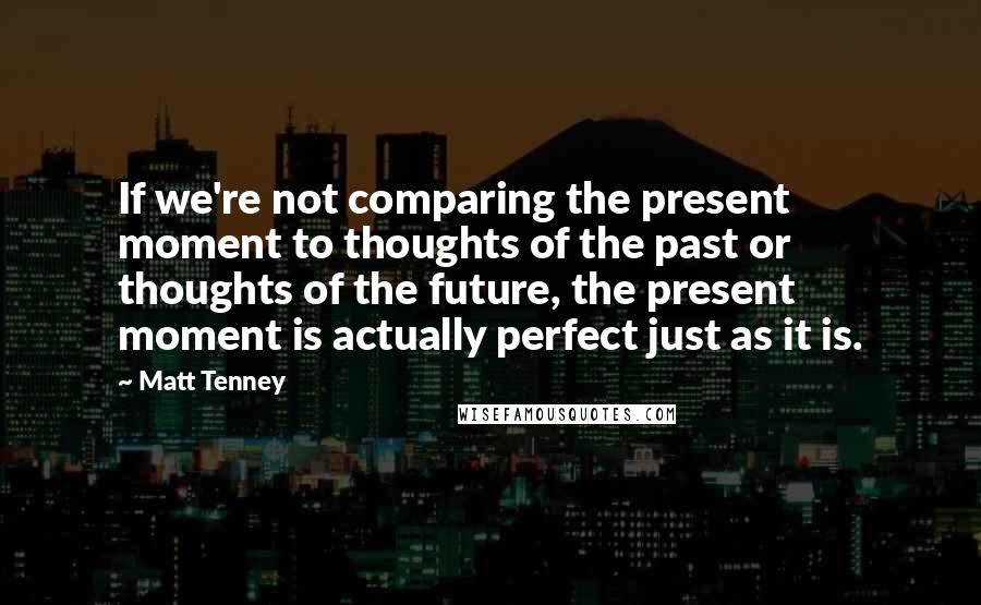 Matt Tenney Quotes: If we're not comparing the present moment to thoughts of the past or thoughts of the future, the present moment is actually perfect just as it is.