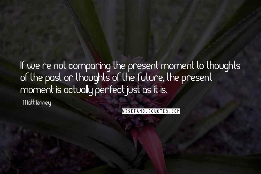 Matt Tenney Quotes: If we're not comparing the present moment to thoughts of the past or thoughts of the future, the present moment is actually perfect just as it is.