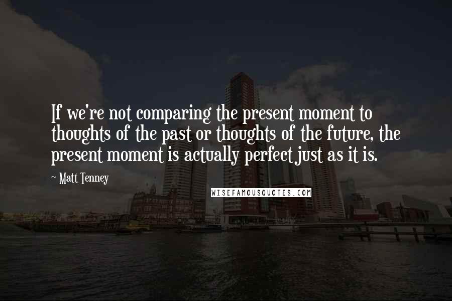 Matt Tenney Quotes: If we're not comparing the present moment to thoughts of the past or thoughts of the future, the present moment is actually perfect just as it is.