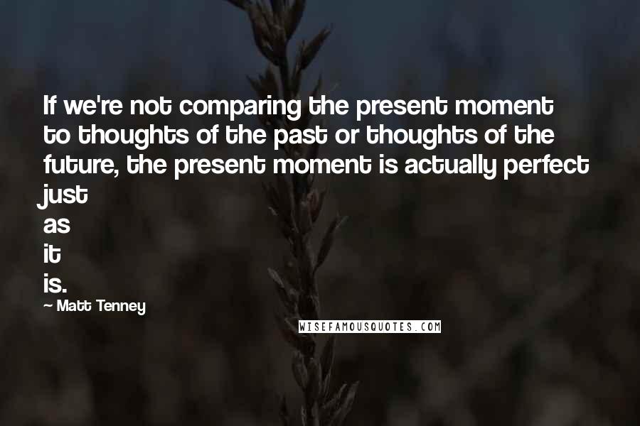 Matt Tenney Quotes: If we're not comparing the present moment to thoughts of the past or thoughts of the future, the present moment is actually perfect just as it is.