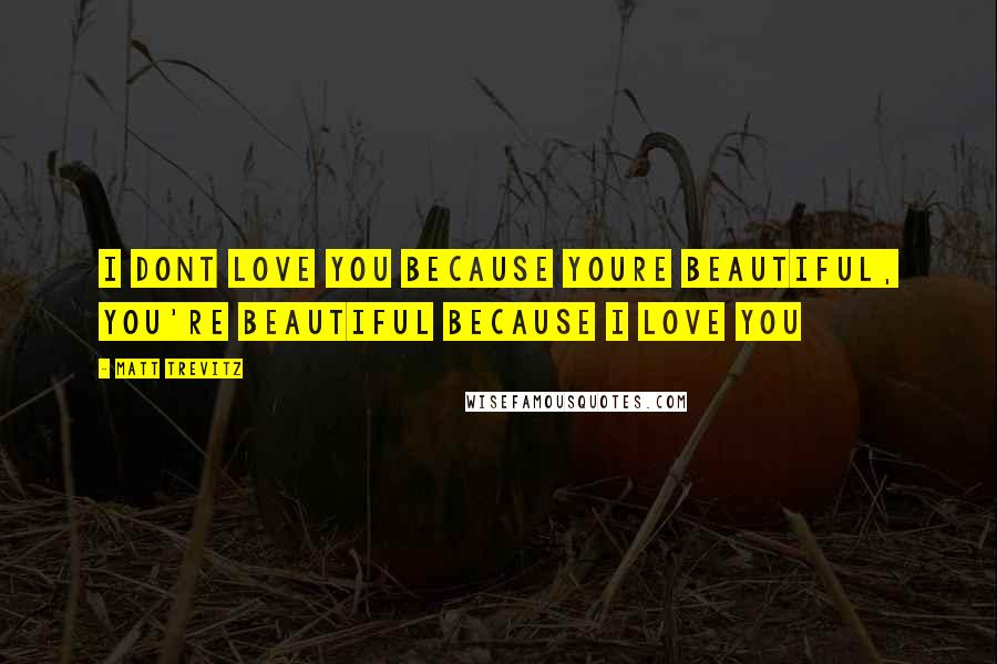 Matt Trevitz Quotes: I dont love you because youre beautiful, you're beautiful because i love you