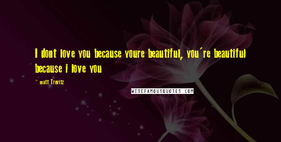 Matt Trevitz Quotes: I dont love you because youre beautiful, you're beautiful because i love you
