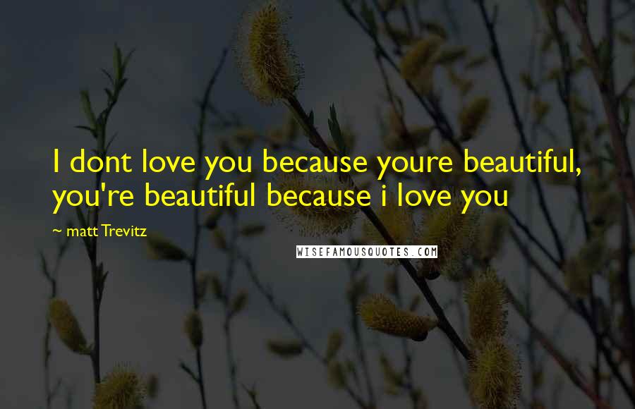 Matt Trevitz Quotes: I dont love you because youre beautiful, you're beautiful because i love you