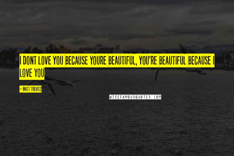 Matt Trevitz Quotes: I dont love you because youre beautiful, you're beautiful because i love you