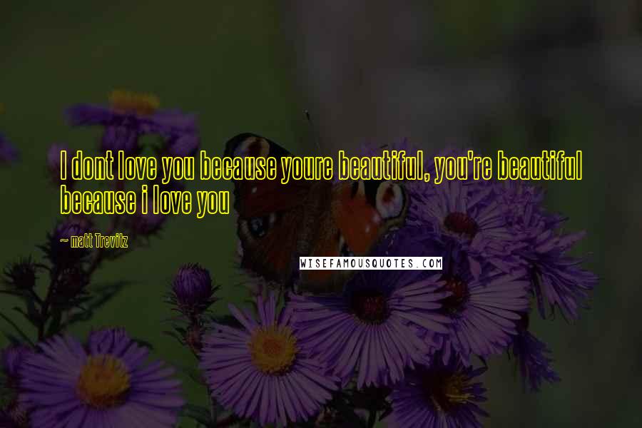 Matt Trevitz Quotes: I dont love you because youre beautiful, you're beautiful because i love you